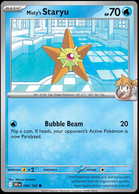 Mistys Staryu (46/182) Scarlet and Violet Destined Rivals Reverse Holo Common Pokemon Card TCG
