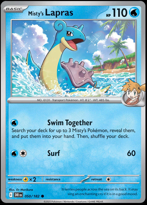 Mistys Lapras (50/182) Scarlet and Violet Destined Rivals Reverse Holo Common Pokemon Card TCG