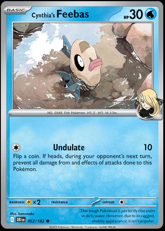 Cynthias Feebas (52/182) Scarlet and Violet Destined Rivals Reverse Holo Common Pokemon Card TCG