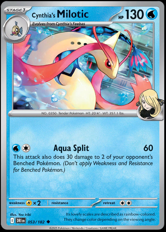 Cynthias Milotic (53/182) Scarlet and Violet Destined Rivals Reverse Holo Uncommon Pokemon Card TCG