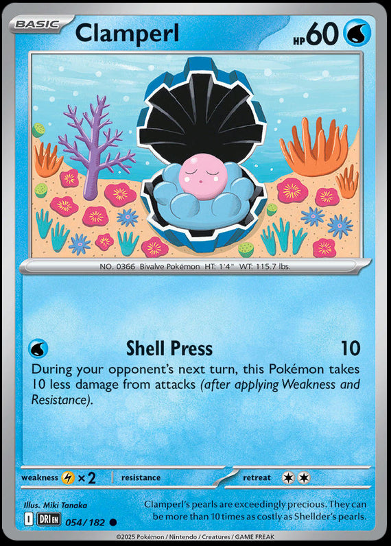 Clamperl (54/182) Scarlet and Violet Destined Rivals Reverse Holo Common Pokemon Card TCG