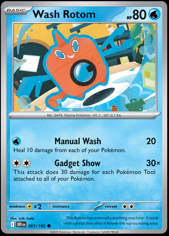 Wash Rotom (61/182) Scarlet and Violet Destined Rivals Reverse Holo Common Pokemon Card TCG