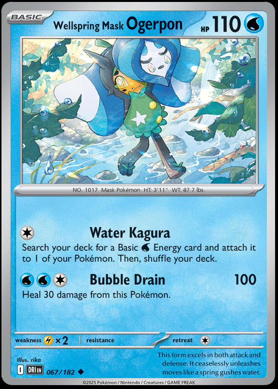 Wellspring Mask Ogerpon (67/182) Scarlet and Violet Destined Rivals Uncommon Pokemon Card TCG