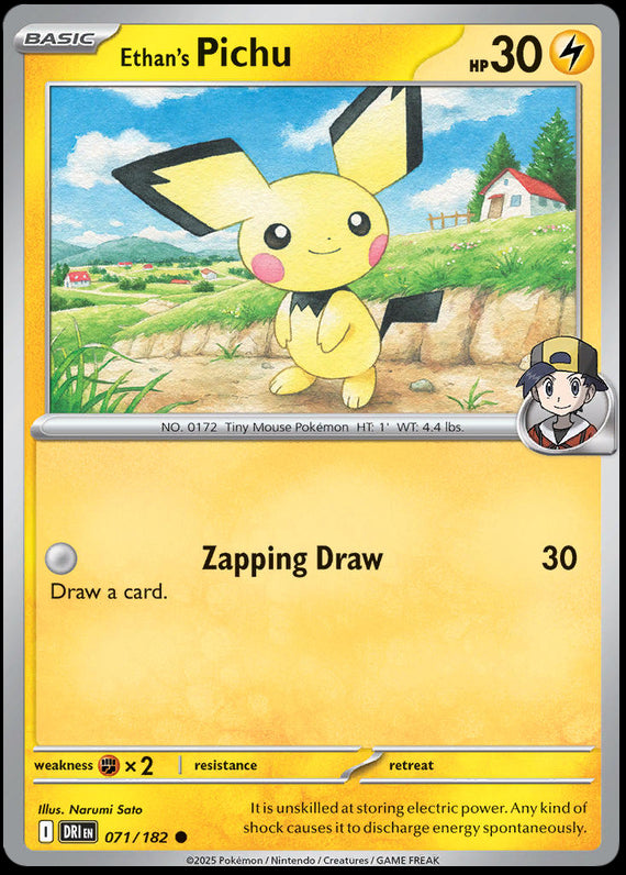 Ethans Pichu (71/182) Scarlet and Violet Destined Rivals Reverse Holo Common Pokemon Card TCG
