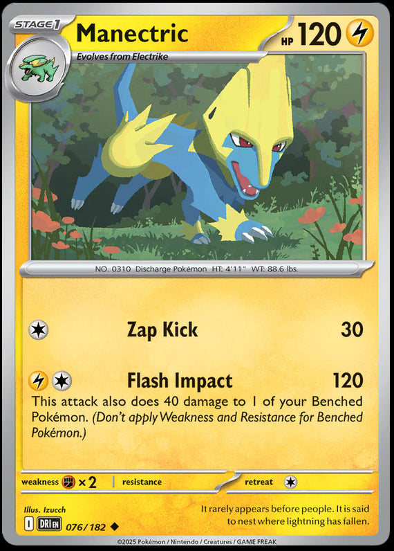 Manectric (76/182) Scarlet and Violet Destined Rivals Reverse Holo Uncommon Pokemon Card TCG