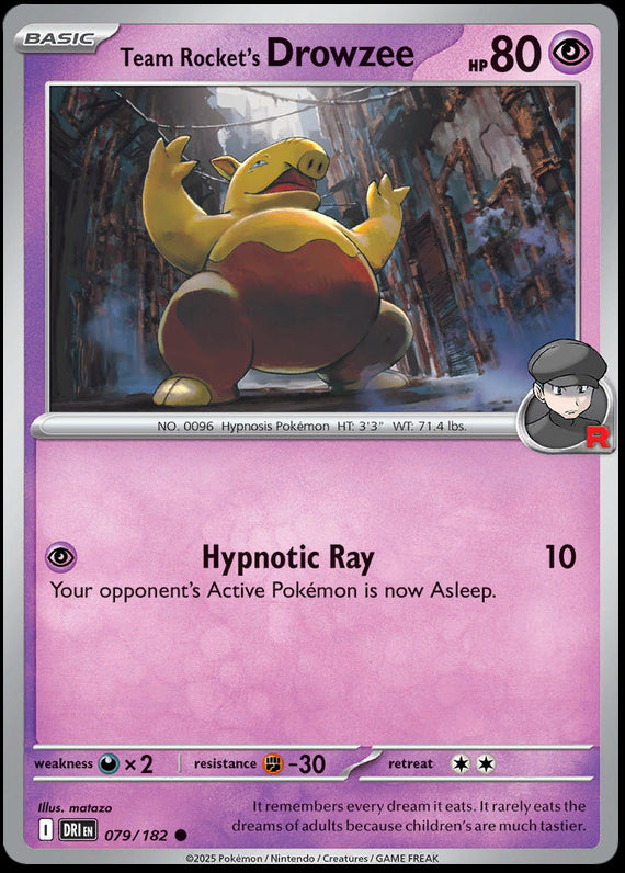 Team Rockets Drowzee (79/182) Scarlet and Violet Destined Rivals Reverse Holo Common Pokemon Card TCG