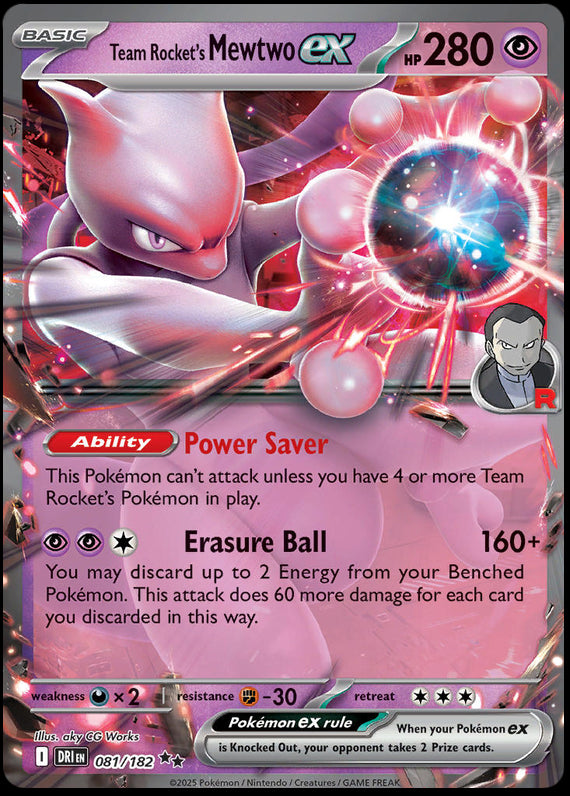 Team Rockets Mewtwo ex (81/182) Scarlet and Violet Destined Rivals Double Rare Pokemon Card TCG