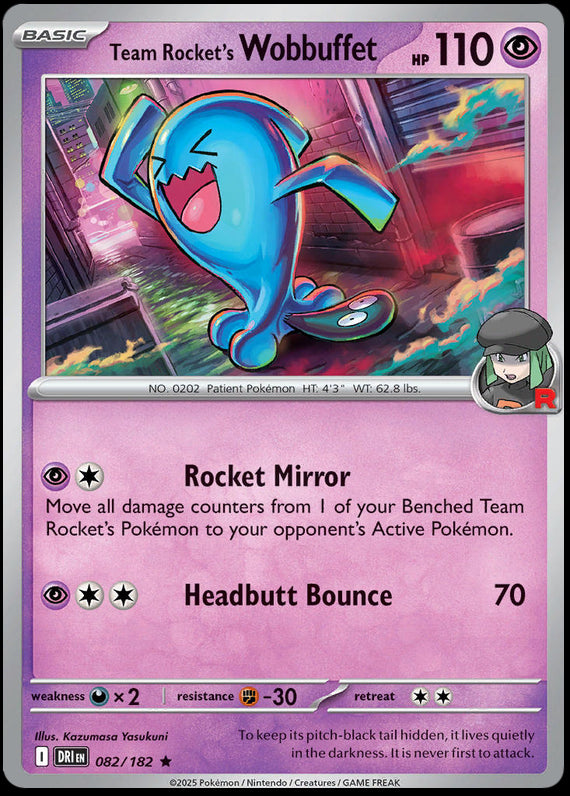 Team Rockets Wobbuffet (82/182) Scarlet and Violet Destined Rivals Rare Pokemon Card TCG