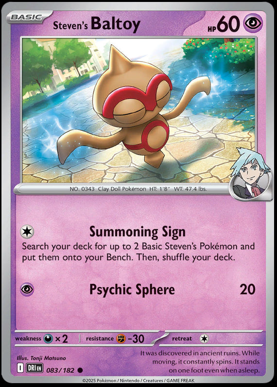 Stevens Baltoy (83/182) Scarlet and Violet Destined Rivals Reverse Holo Common Pokemon Card TCG