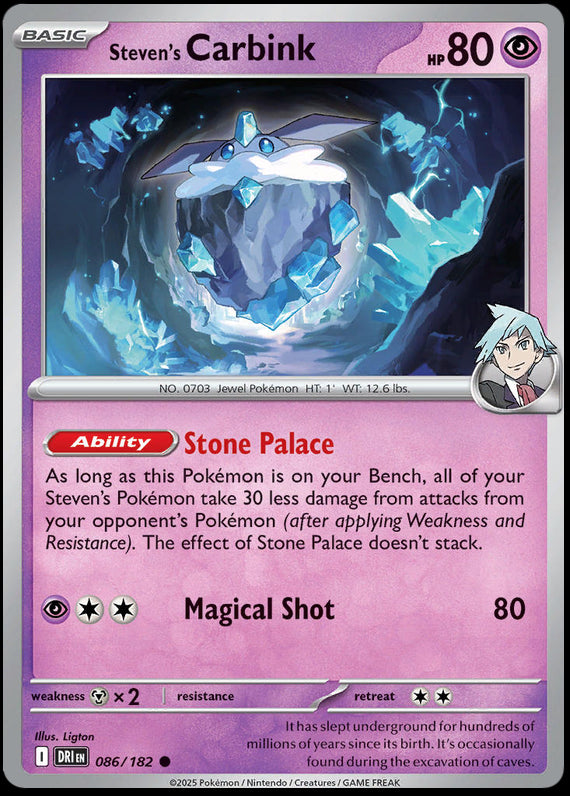 Stevens Carbink (86/182) Scarlet and Violet Destined Rivals Reverse Holo Common Pokemon Card TCG