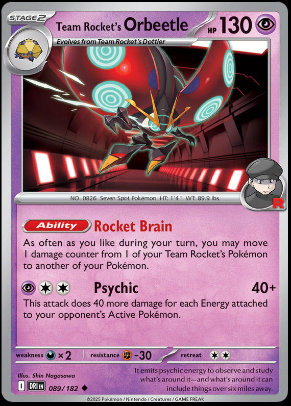Team Rockets Orbeetle (89/182) Scarlet and Violet Destined Rivals Reverse Holo Uncommon Pokemon Card TCG