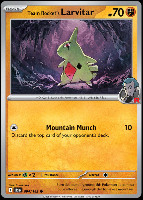 Team Rockets Larvitar (94/182) Scarlet and Violet Destined Rivals Reverse Holo Common Pokemon Card TCG