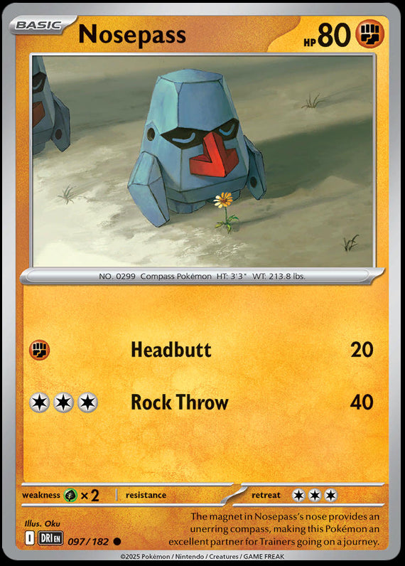 Nosepass (97/182) Scarlet and Violet Destined Rivals Reverse Holo Common Pokemon Card TCG