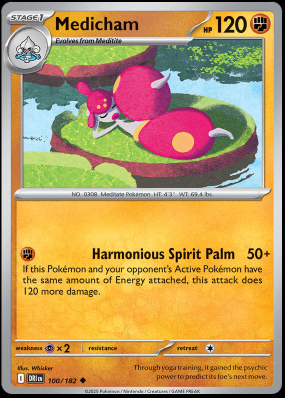 Medicham (100/182) Scarlet and Violet Destined Rivals Reverse Holo Uncommon Pokemon Card TCG