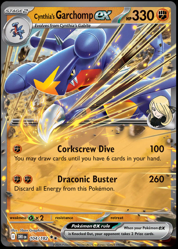 Cynthias Garchomp ex (104/182) Scarlet and Violet Destined Rivals Double Rare Pokemon Card TCG