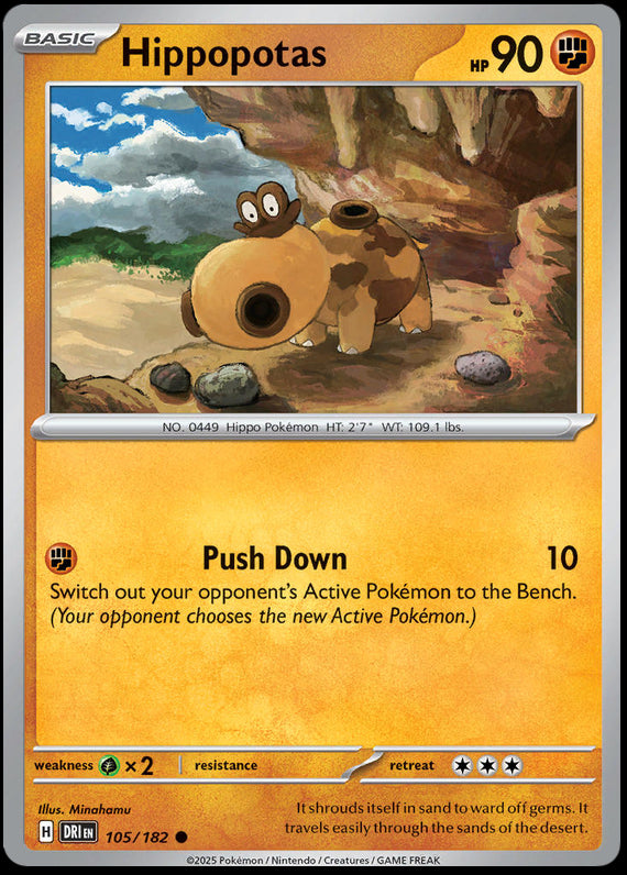 Hippopotas (105/182) Scarlet and Violet Destined Rivals Reverse Holo Common Pokemon Card TCG
