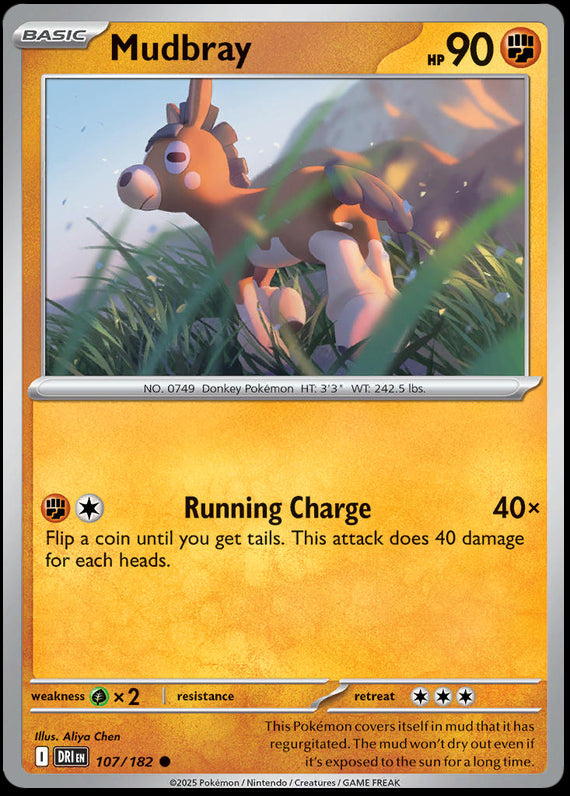 Mudbray (107/182) Scarlet and Violet Destined Rivals Reverse Holo Common Pokemon Card TCG