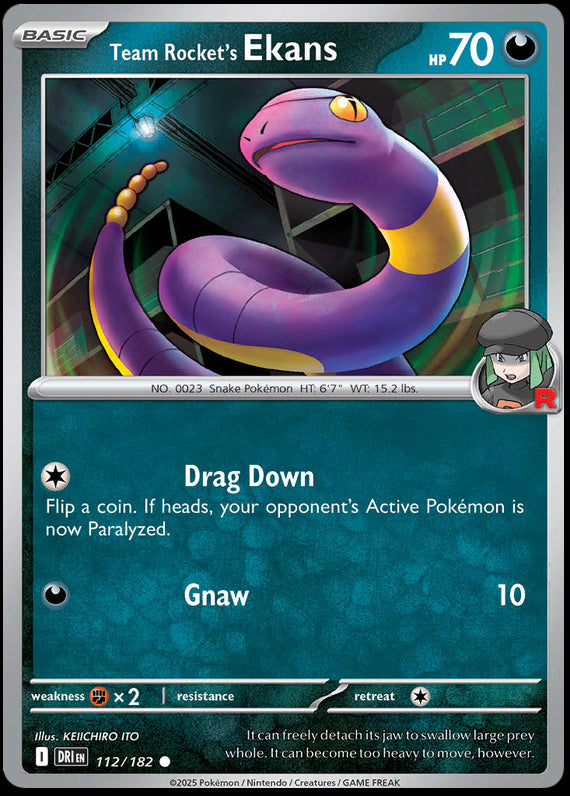 Team Rockets Ekans (112/182) Scarlet and Violet Destined Rivals Common Pokemon Card TCG