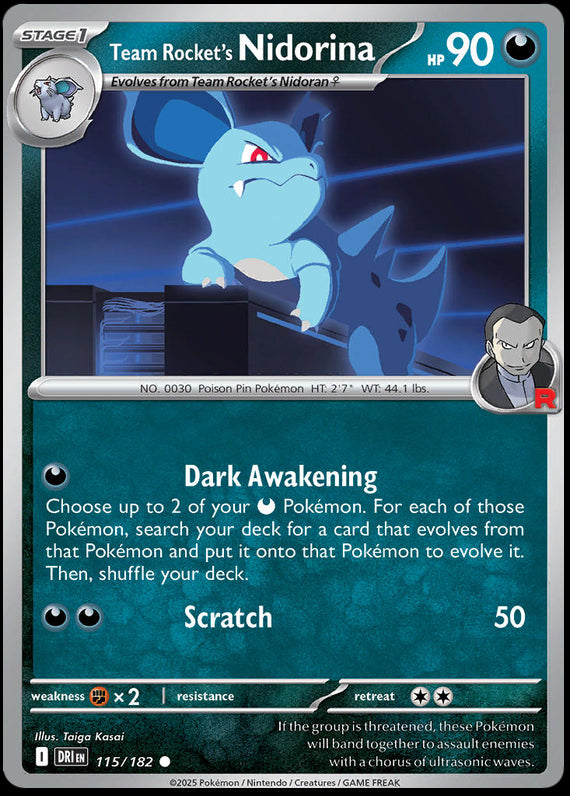 Team Rockets Nidorina (115/182) Scarlet and Violet Destined Rivals Common Pokemon Card TCG