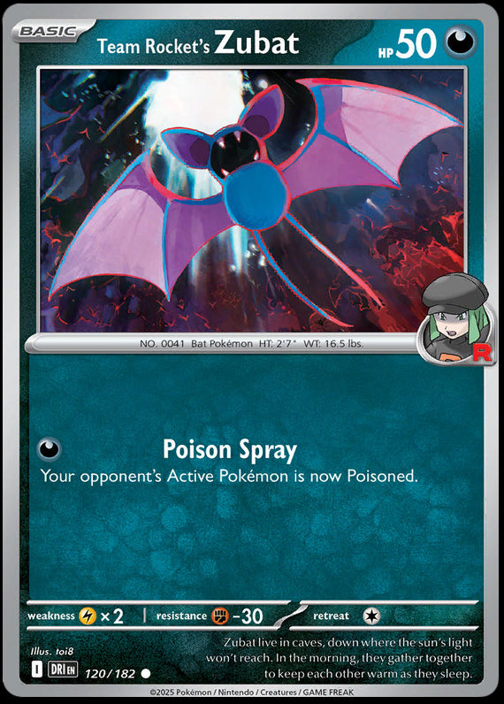 Team Rockets Zubat (120/182) Scarlet and Violet Destined Rivals Common Pokemon Card TCG