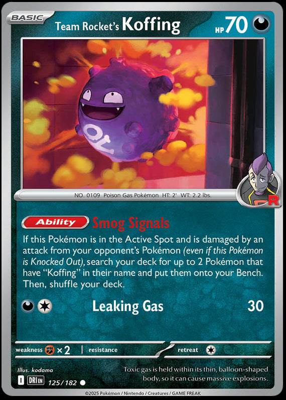 Team Rockets Koffing (125/182) Scarlet and Violet Destined Rivals Common Pokemon Card TCG