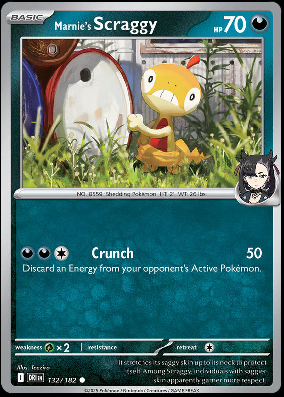 Marnies Scraggy (132/182) Scarlet and Violet Destined Rivals Reverse Holo Common Pokemon Card TCG