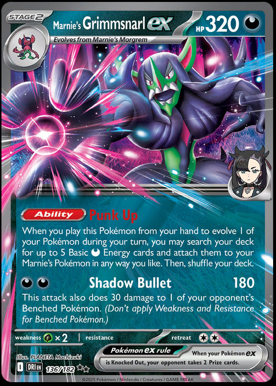 Marnies Grimmsnarl ex (136/182) Scarlet and Violet Destined Rivals Double Rare Pokemon Card TCG