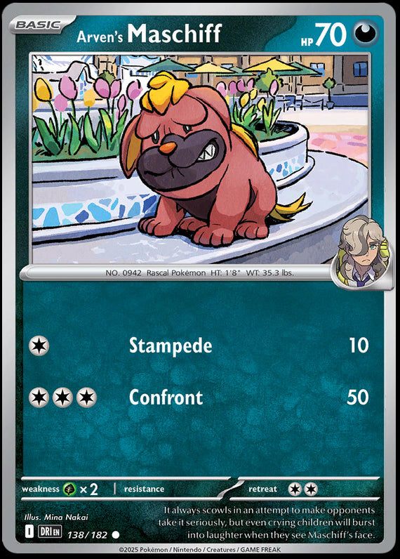 Arvens Maschiff (138/182) Scarlet and Violet Destined Rivals Reverse Holo Common Pokemon Card TCG