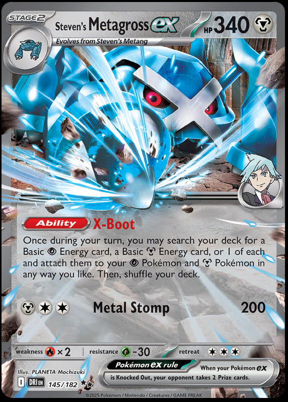 Stevens Metagross ex (145/182) Scarlet and Violet Destined Rivals Double Rare Pokemon Card TCG