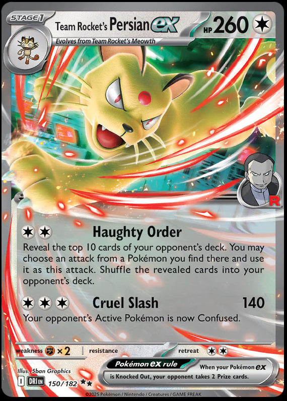 Team Rockets Persian ex (150/182) Scarlet and Violet Destined Rivals Double Rare Pokemon Card TCG