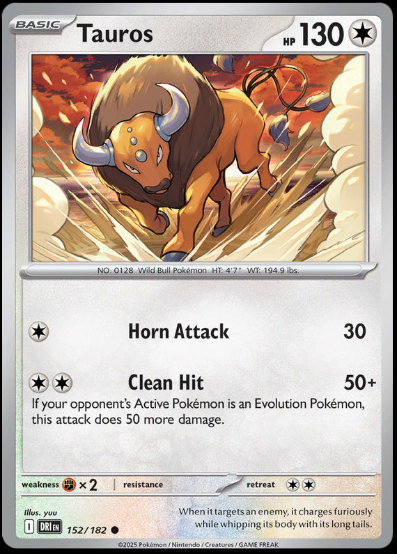 Tauros (152/182) Scarlet and Violet Destined Rivals Common Pokemon Card TCG