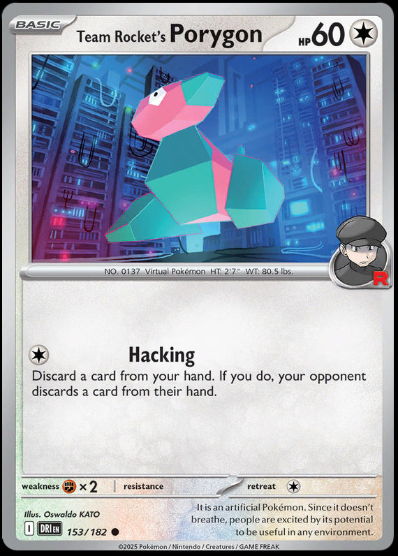 Team Rockets Porygon (153/182) Scarlet and Violet Destined Rivals Reverse Holo Common Pokemon Card TCG