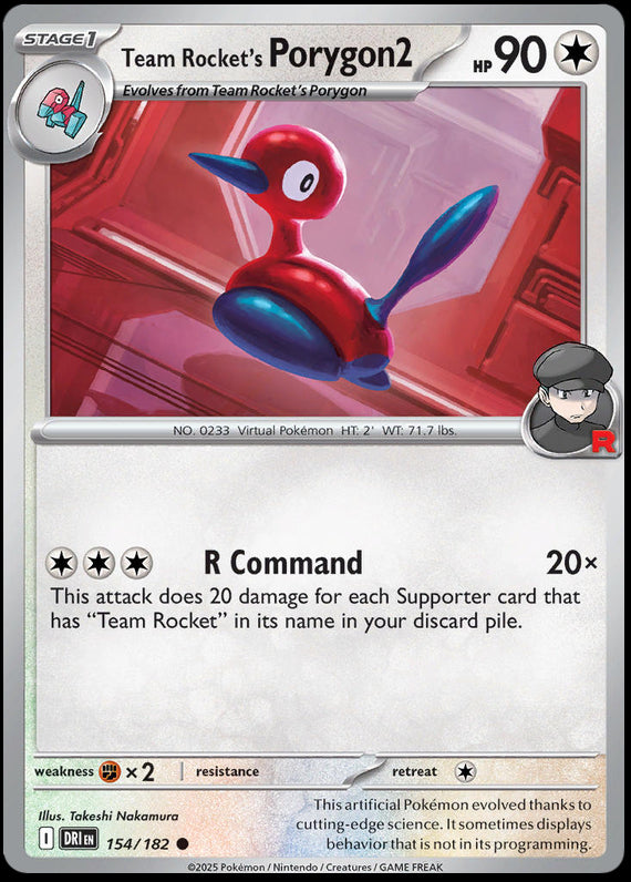 Team Rockets Porygon2 (154/182) Scarlet and Violet Destined Rivals Reverse Holo Common Pokemon Card TCG