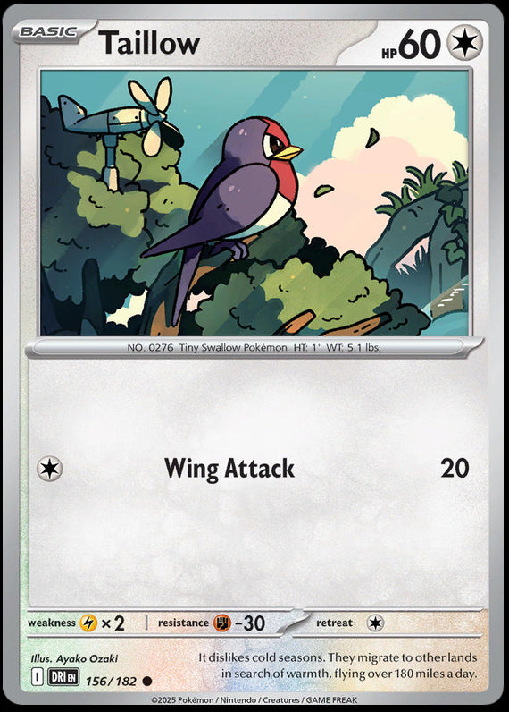Taillow (156/182) Scarlet and Violet Destined Rivals Reverse Holo Common Pokemon Card TCG
