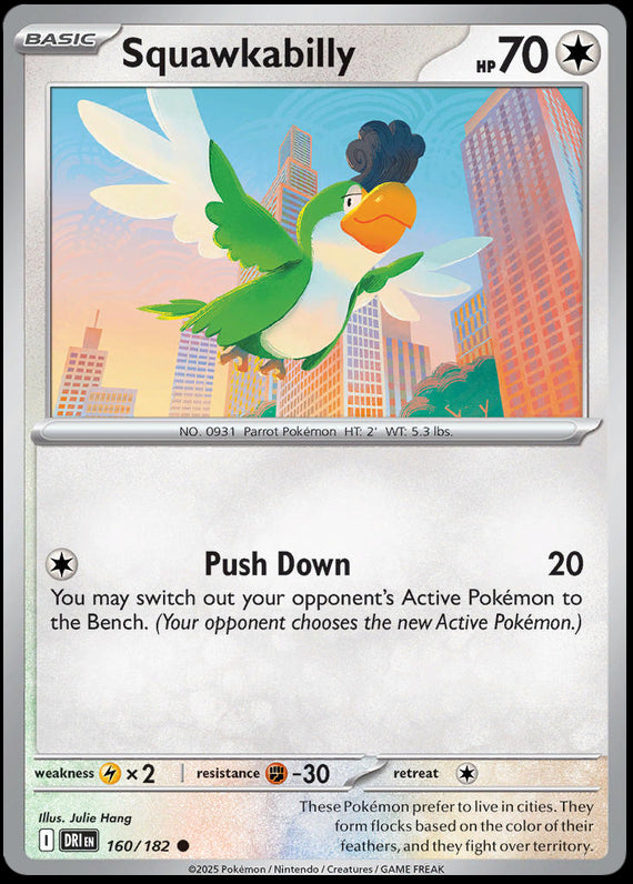 Squawkabilly (160/182) Scarlet and Violet Destined Rivals Reverse Holo Common Pokemon Card TCG