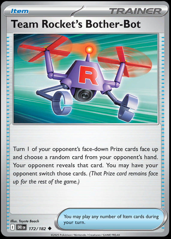 Team Rockets Bother-Bot (172/182) Scarlet and Violet Destined Rivals Reverse Holo Uncommon Pokemon Card TCG