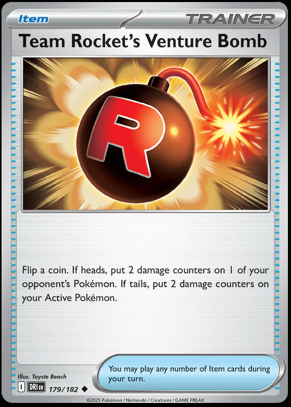 Team Rockets Venture Bomb (179/182) Scarlet and Violet Destined Rivals Reverse Holo Uncommon Pokemon Card TCG