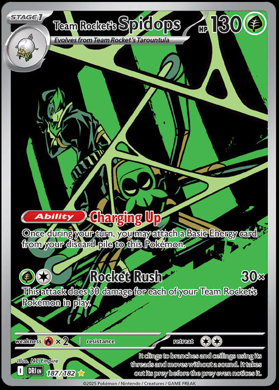 Team Rockets Spidops (187/182) Scarlet and Violet Destined Rivals Illustration Rare Pokemon Card TCG