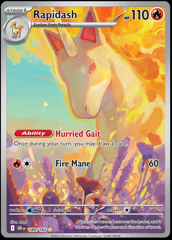 Rapidash (189/182) Scarlet and Violet Destined Rivals Illustration Rare Pokemon Card TCG
