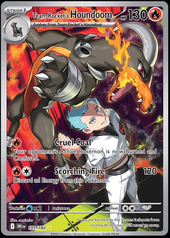 Team Rockets Houndoom (191/182) Scarlet and Violet Destined Rivals Illustration Rare Pokemon Card TCG