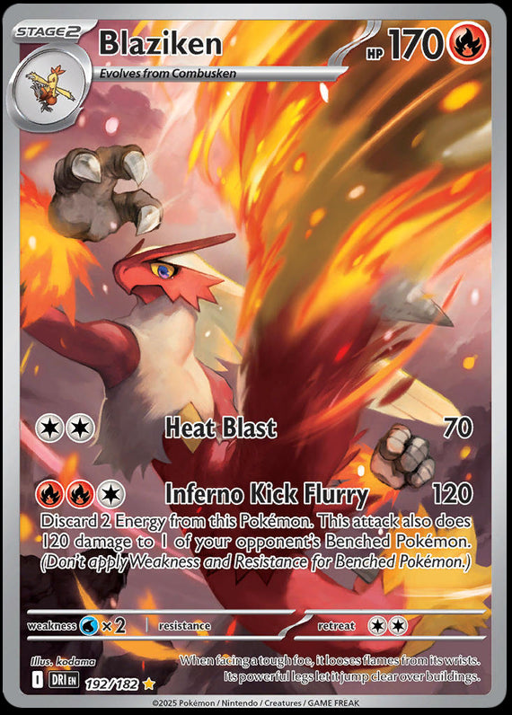 Blaziken (192/182) Scarlet and Violet Destined Rivals Illustration Rare Pokemon Card TCG