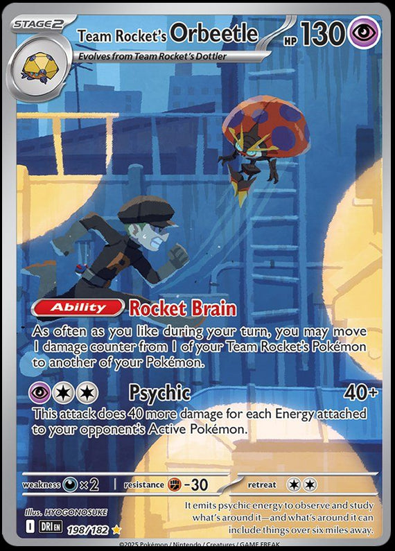 Team Rockets Orbeetle (198/182) Scarlet and Violet Destined Rivals Illustration Rare Pokemon Card TCG