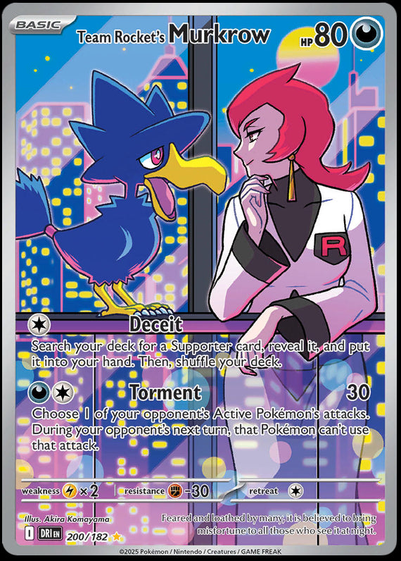 Team Rockets Murkrow (200/182) Scarlet and Violet Destined Rivals Illustration Rare Pokemon Card TCG