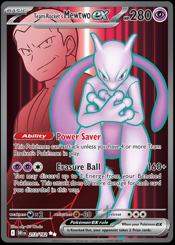 Team Rockets Mewtwo ex (213/182) Scarlet and Violet Destined Rivals Ultra Rare Pokemon Card TCG