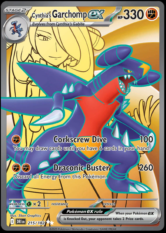 Cynthias Garchomp ex (215/182) Scarlet and Violet Destined Rivals Ultra Rare Pokemon Card TCG