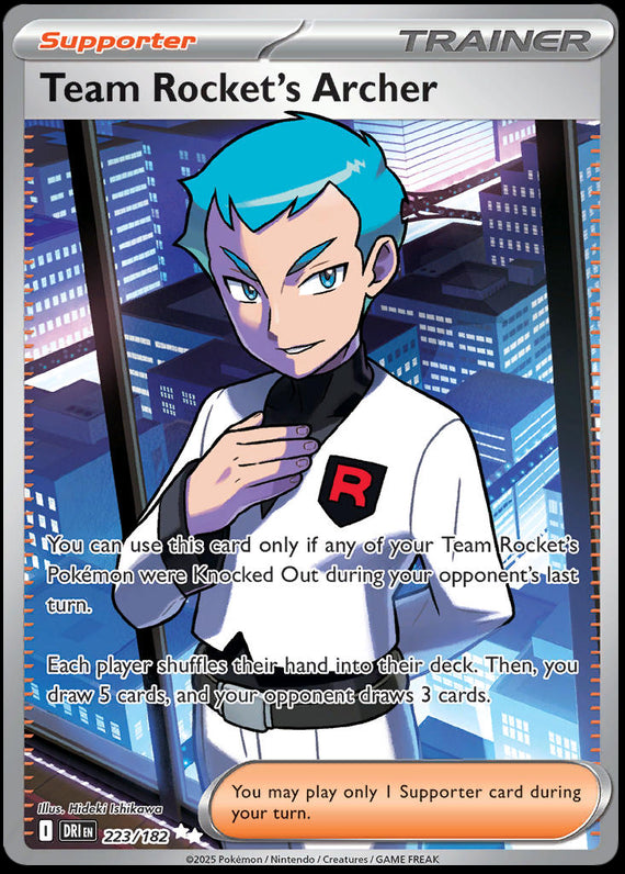 Team Rockets Archer (223/182) Scarlet and Violet Destined Rivals Ultra Rare Pokemon Card TCG