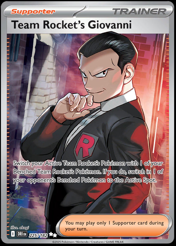 Team Rockets Giovanni (225/182) Scarlet and Violet Destined Rivals Ultra Rare Pokemon Card TCG