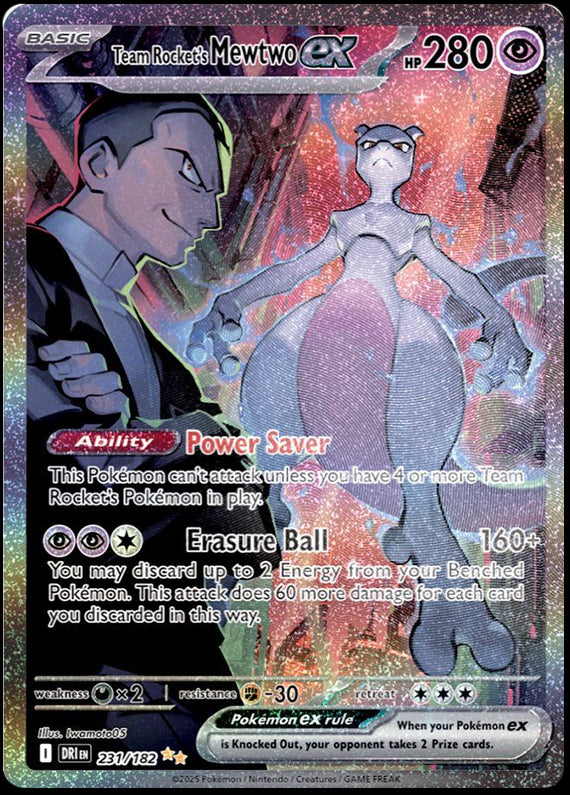 Team Rockets Mewtwo ex (231/182) Scarlet and Violet Destined Rivals Illustration Rare Pokemon Card TCG