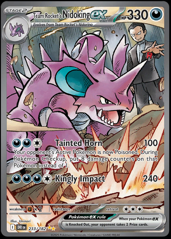 Team Rockets Nidoking ex (233/182) Scarlet and Violet Destined Rivals Special Illustration Rare Pokemon Card TCG
