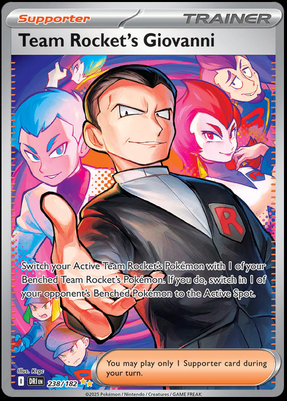 Team Rockets Giovanni (238/182) Scarlet and Violet Destined Rivals Special Illustration Rare Pokemon Card TCG